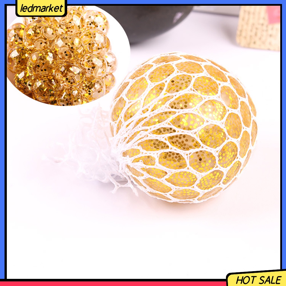 Đồ Chơi Nắn Bóp Đàn Hồi Giảm Stress Hình Hạt Đậu Đính Kim Sa