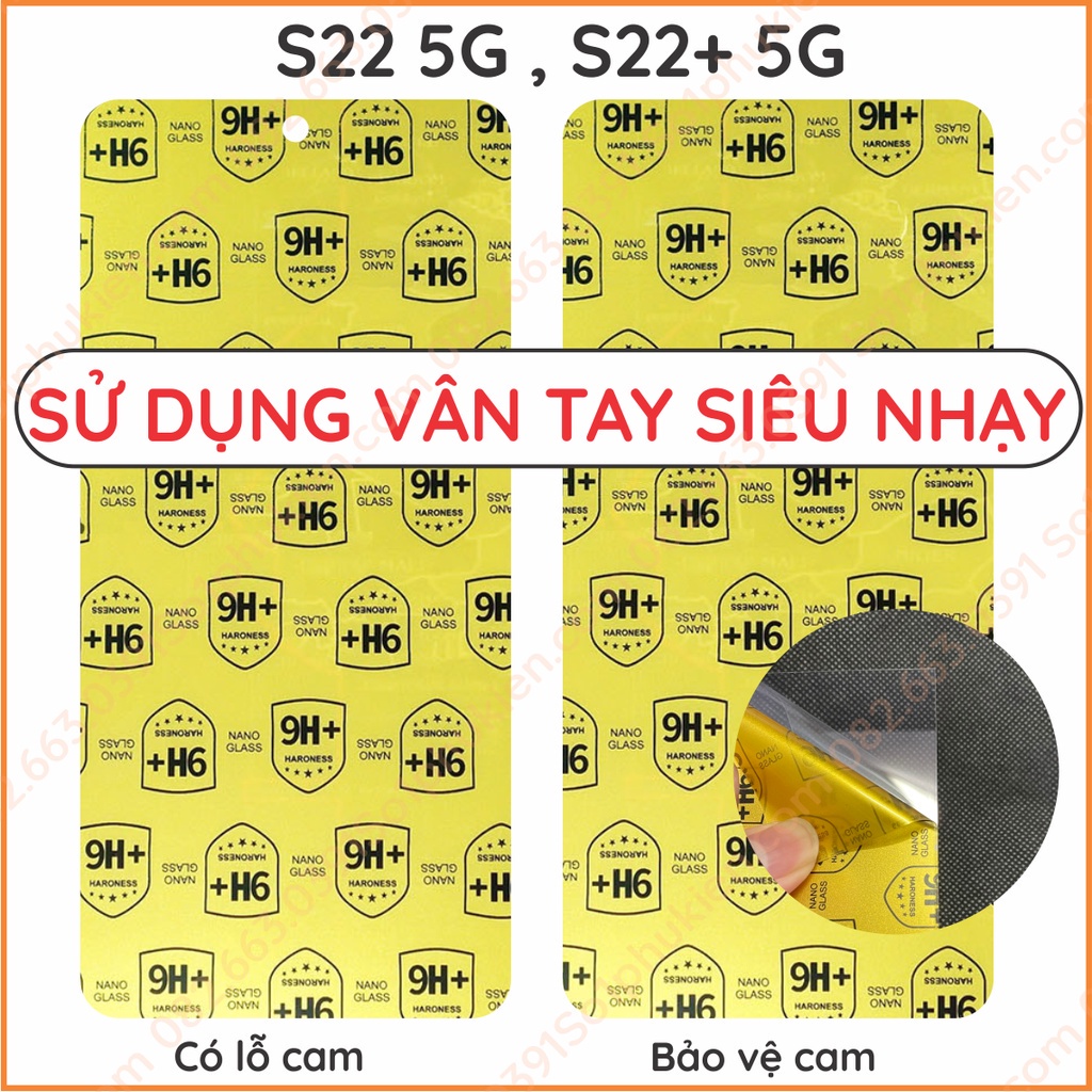 Dán cường lực Samsung S22 5G, S22+ 5G (S22 plus 5G) dẻo nano, trong suốt, chuẩn cường lực 9H+