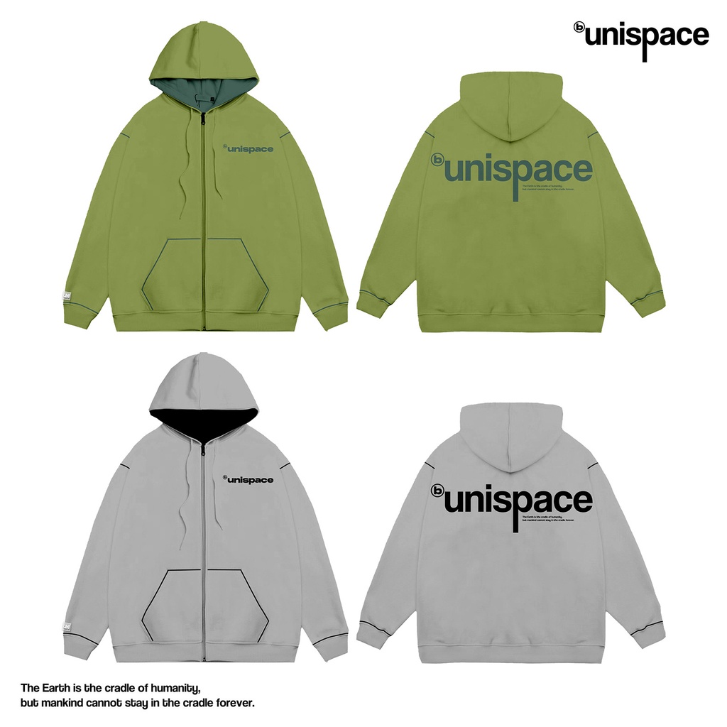 Áo hoodie zip local brand By UniSpace áo khoác unisex nam nữ form rộng vải nỉ signature ver 1