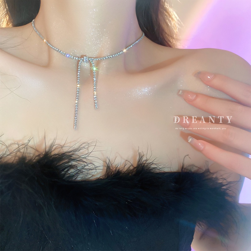 Dây Chuyền Mặt Nơ Đính Đá Zircon Sang Trọng Thời Trang