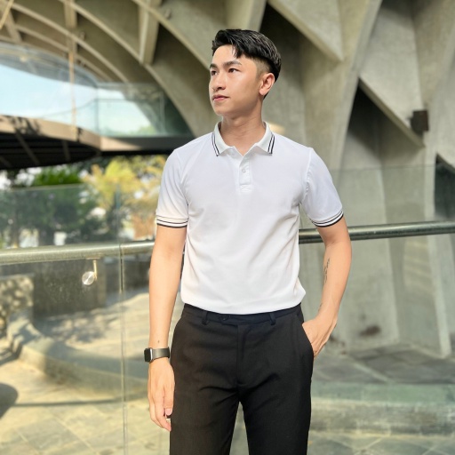 Áo Polo cá sấu nam trơn basic phối sọc tay áo và cổ F215 - DGU Shop