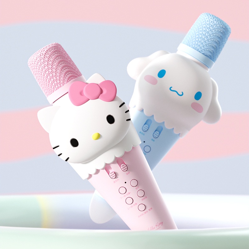 Sanrio Hello Kitty Cinnamoroll Condenser Mic Loa Nghe Nhạc Bluetooth Không Dây Mini Loa Di động Dễ Thương Loa Bluetooth Condenser Mic