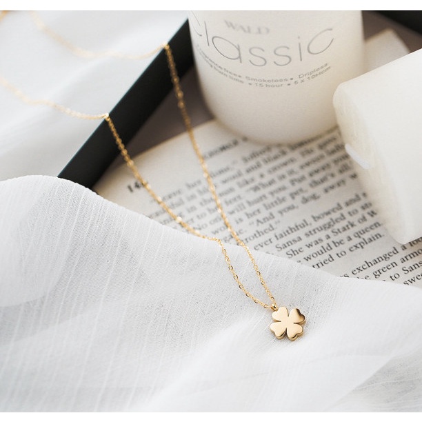 Dây Chuyền Cỏ 4 Lá Titan Ko Đen TT 0134