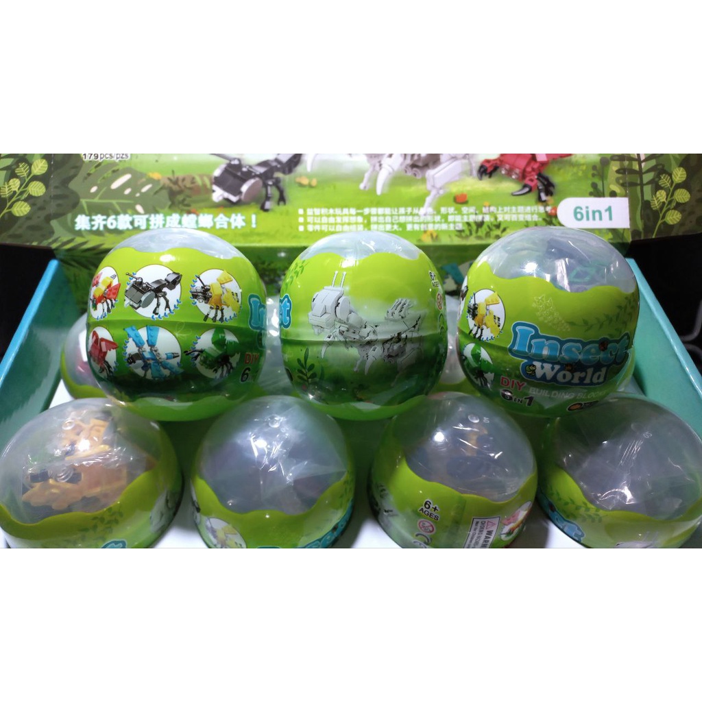 Bộ Gạch Nhựa Xếp Hình Mini Con Côn Trùng 6in1, 20+ PCS, Mẫu Quả Trứng 07029
