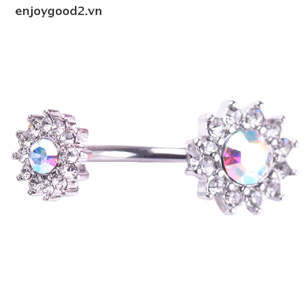 & Enjoy & Khuyên Rốn Dạng Thanh Tạ Hình Hoa Đính Pha Lê Làm Quà Tặng
