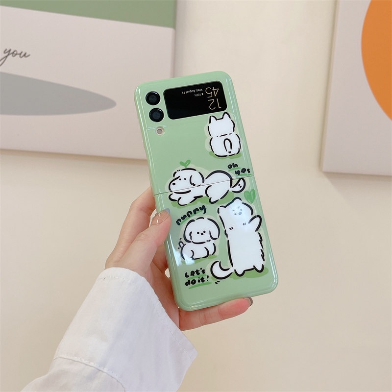 Ốp Điện Thoại Mềm Nắp Lật In Hình Chó / Mèo Hoạt Hình Cho Samsung Galaxy Z Flip 4 3 5G Z Flip3 Flip4
