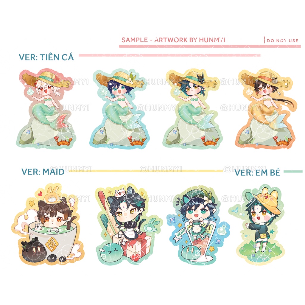 Standee 8cm Nền Màu Genshin Impact độc quyền vẽ bởi artist Hunmyi