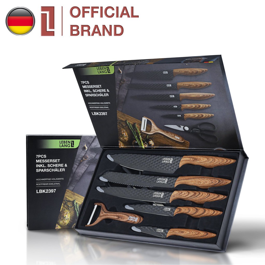 BỘ DAO 7 MÓN CAO CẤP DÙNG TRONG NHÀ BẾP CỦA ĐỨC LEBENLANG-LBK2397