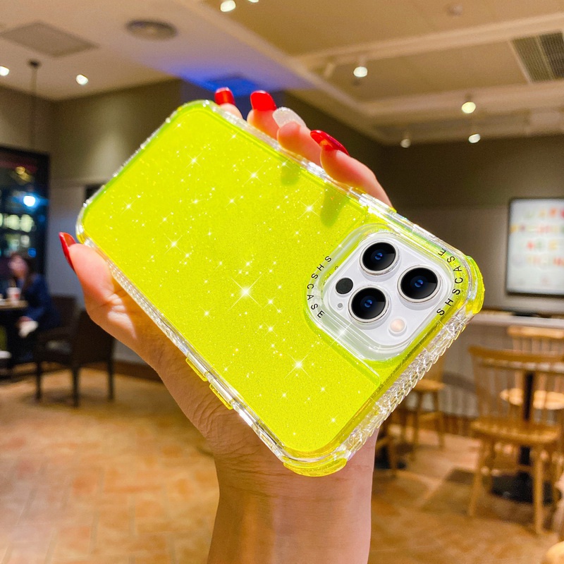 Ốp Điện Thoại Cứng Trong Suốt Chống Sốc Phối Kim Tuyến 3 Trong 1 Cho iPhone 14 13 12 11 Pro Max XS XR X 8 7 Plus SE2020