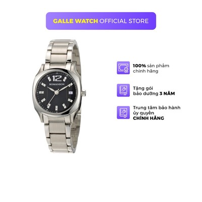 Đồng hồ Romanson Watch TM1271LWBK nữ mặt nhỏ đính đá kính chống xước máy Thụy Sĩ dây thép cao cấp chính hãng