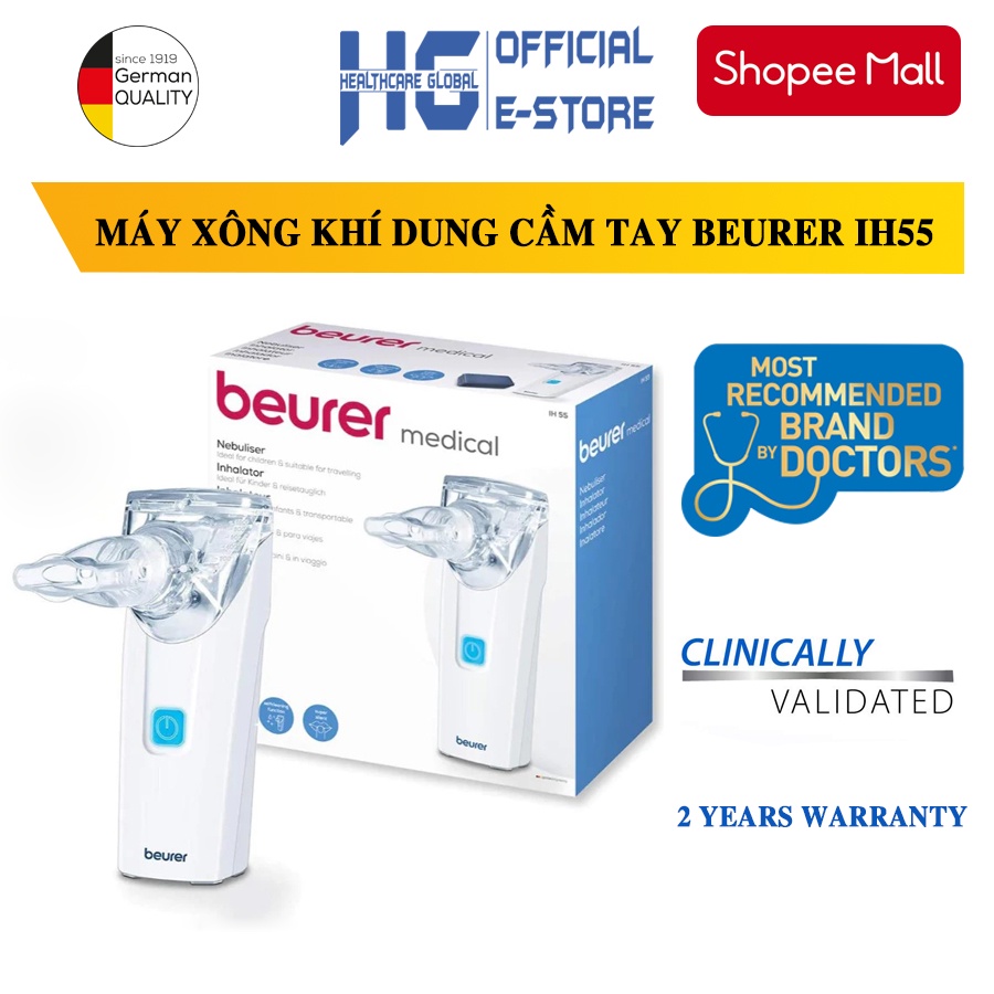 Máy Xông Khí Dung , Xông Mũi Họng Cầm Tay Cao Cấp BEURER IH55 | Công Nghệ Màng Lưới Dung , Hoạt Động Không Gây Tiếng Ồn