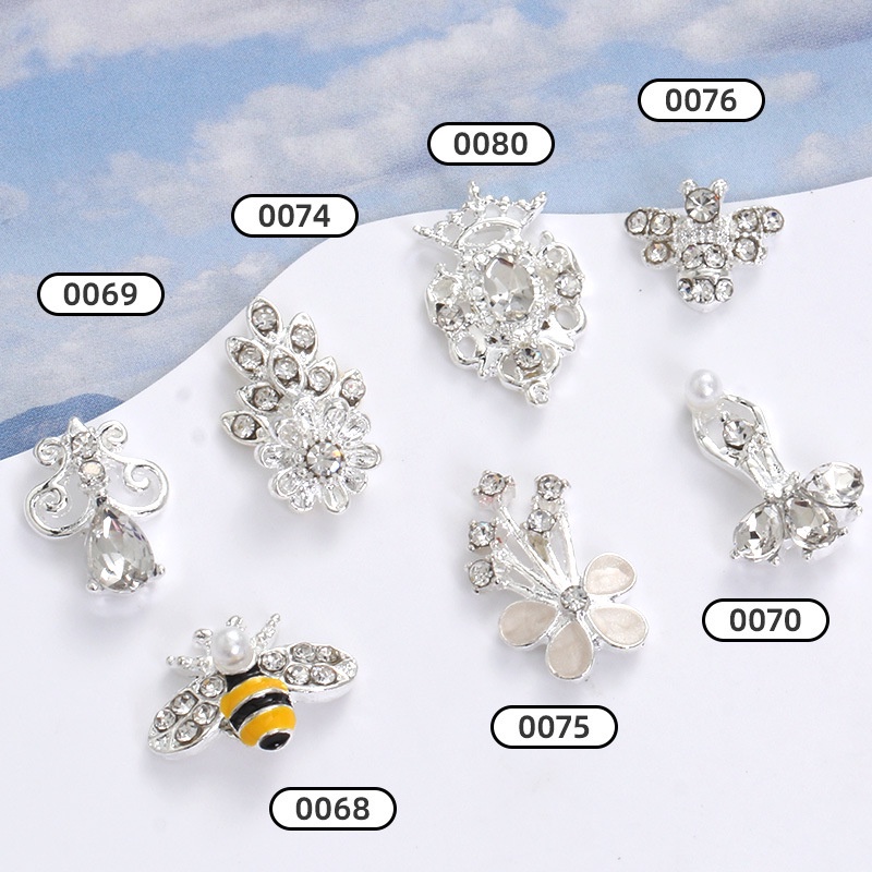 Miếng Dán Trang Trí Móng Tay Bằng Hợp Kim Hình Chú Ong Đính Đá Opal Kiểu Nhật Bản Độc Đáo Diy