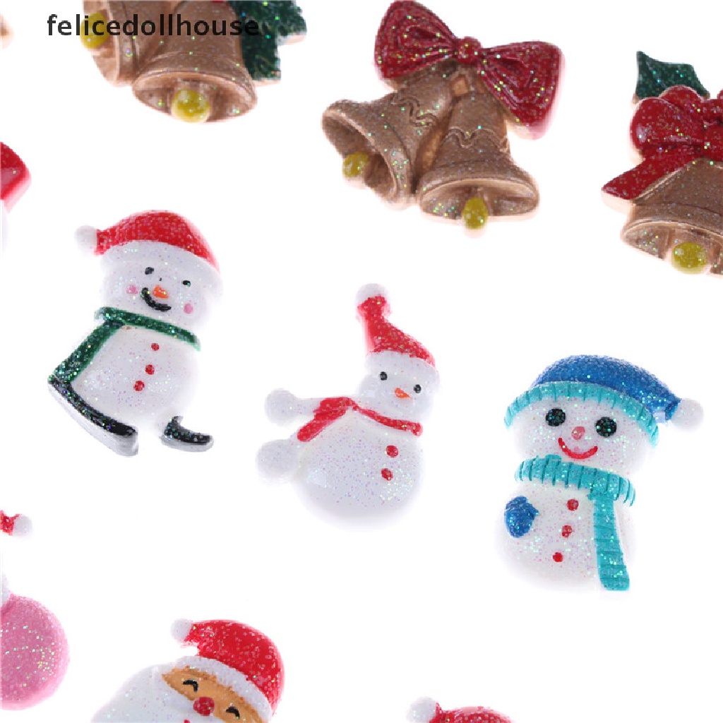 Set 10 Mô Hình Người Tuyết Mini Trang Trí Cây Thông Noel Diy
