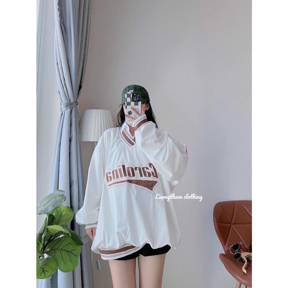 [GIÁ HỦY DIỆT] Áo Nỉ Sweater Cổ Tim Caro Chất Nỉ Đẹp Bo Cổ Form Rộng Unisex Nam Nữ