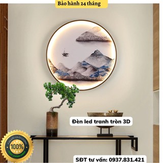 Đèn tranh led tròn 3D cao cấp, đèn tường, đèn trang trí