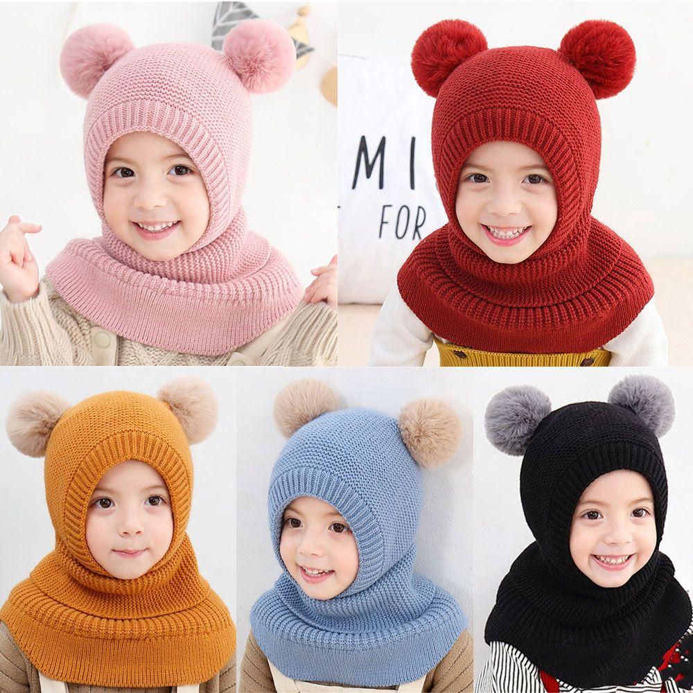 Mũ Trùm Đầu Dệt Kim Mềm Mại Chống Gió Cho Bé