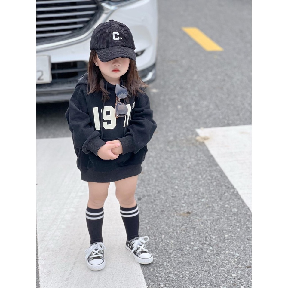 Áo nỉ có mũ 1977 in big cho bé , áo hoodie trẻ em unisex . Kid_genZ