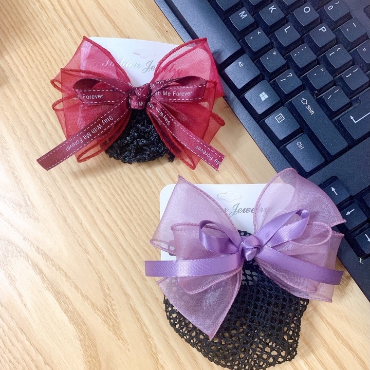 Kẹp Búi Tóc Lưới Vải Voan Phong Cách Trẻ, Kẹp Tóc Công Sở