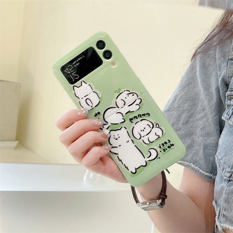 Ốp Điện Thoại Mềm Nắp Lật In Hình Chó / Mèo Hoạt Hình Cho Samsung Galaxy Z Flip 4 3 5G Z Flip3 Flip4