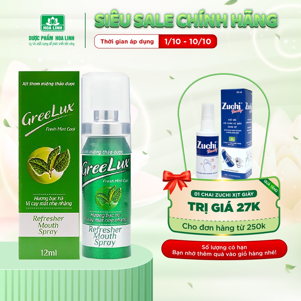 Xịt Thơm Miệng Greelux Fresh Mint Cool (vị cay mát nhẹ nhàng)