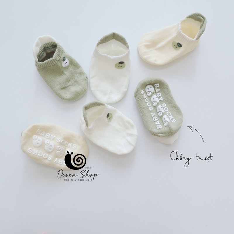 Set 3 tất vớ bàn chân dành cho bé 6-12m (9-11cm), chống trượt, cao đến mắt cá chân