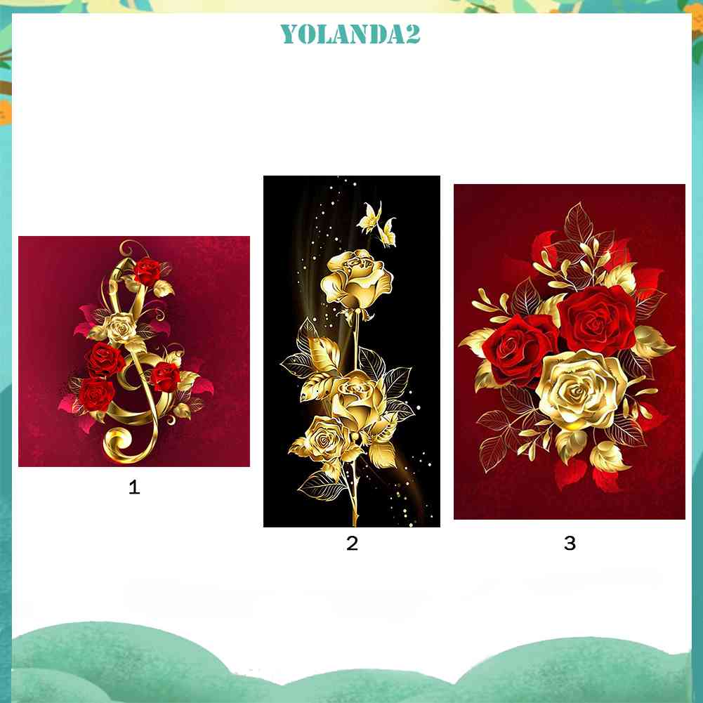 Bộ Tranh Thêu Chữ Thập 11CT DIY Hình Hoa Hồng Vàng Đủ Màu