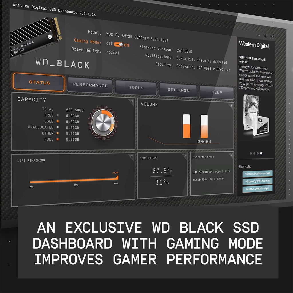 Ổ cứng SSD Western Digital Black SN770 500GB Ghi 5000 MB/s Đọc 4000 MB/s M2 PCIe NVMe Gen 4x4 WDS500G3X0E