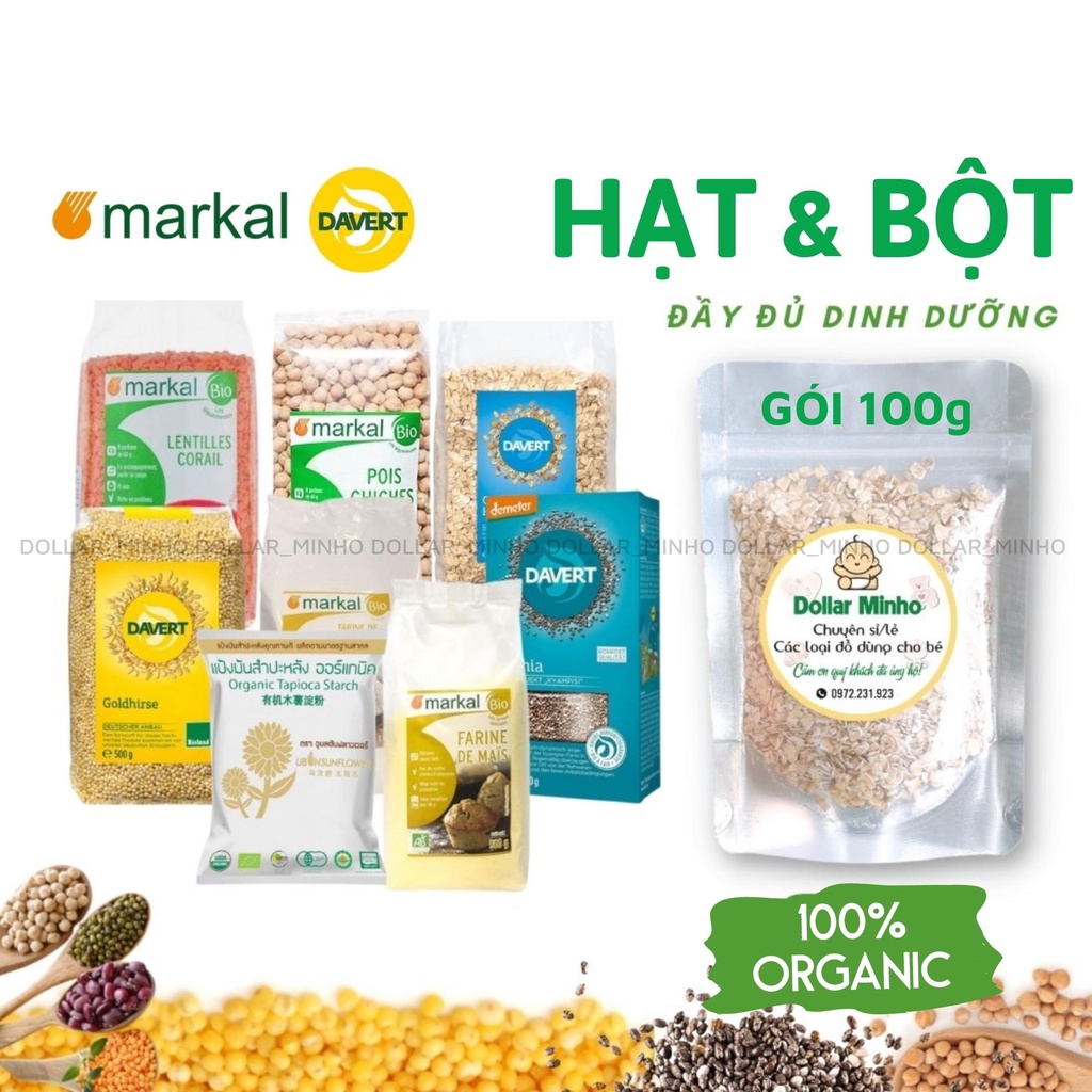 Hạt và bột Hữu Cơ Markal, Davert gói 100g cho bé ăn dặm