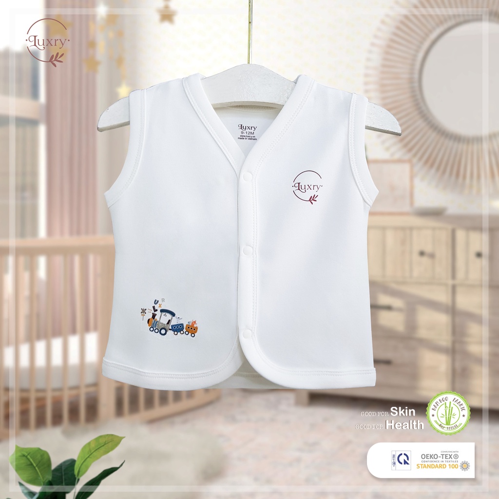 Áo ghi lê họa tiết đoàn tàu đáng yêu chất vải sợi tre pha cotton cho bé trai và bé gái từ 6 tháng đến 5 tuổi