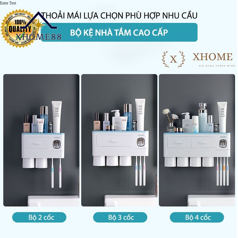 Kệ nhà tắm thông minh đa năng có nhả kem đánh răng tự động cao cấp Hàn Quốc