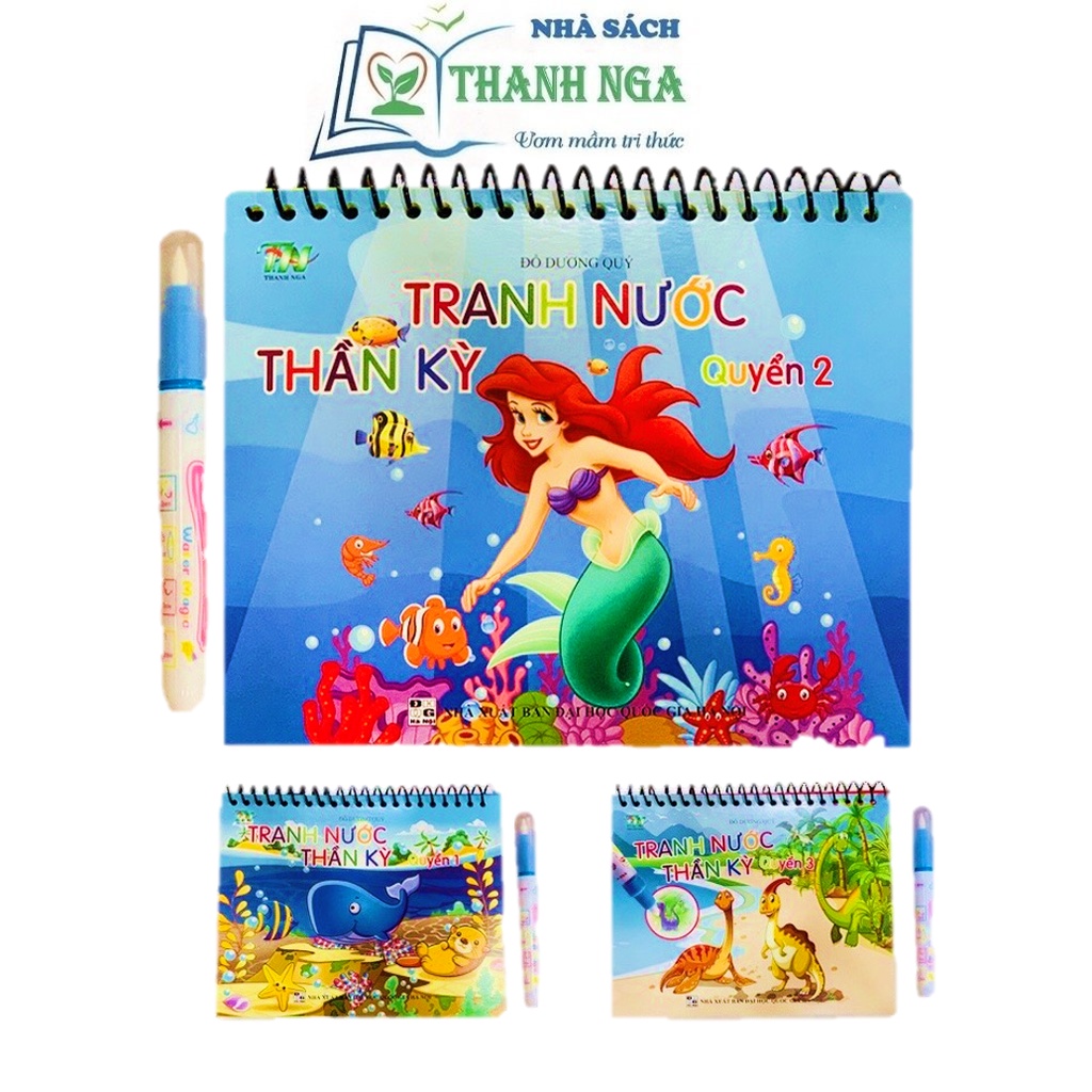 Sách - Tranh nước tô màu Thanh Nga thần kỳ nhiều chủ đề kèm bút