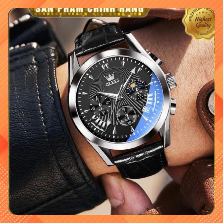 Đồng hồ nam chính hãng OLEVS 2876 dây da bò  Chống thấm nước sâu  hiệu ứng phát sáng