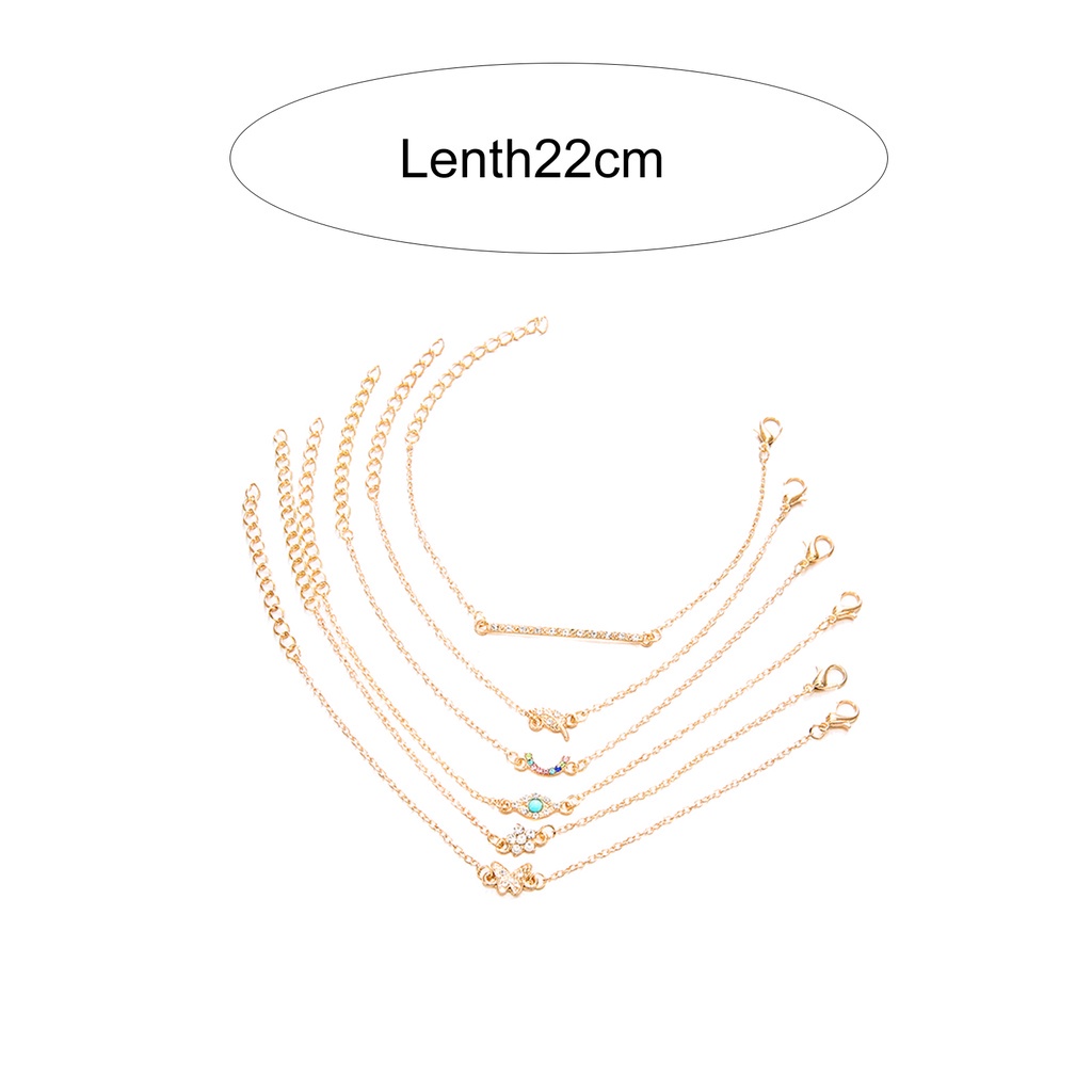 Set 6 vòng tay kim loại đính đá thời trang dành cho nữ