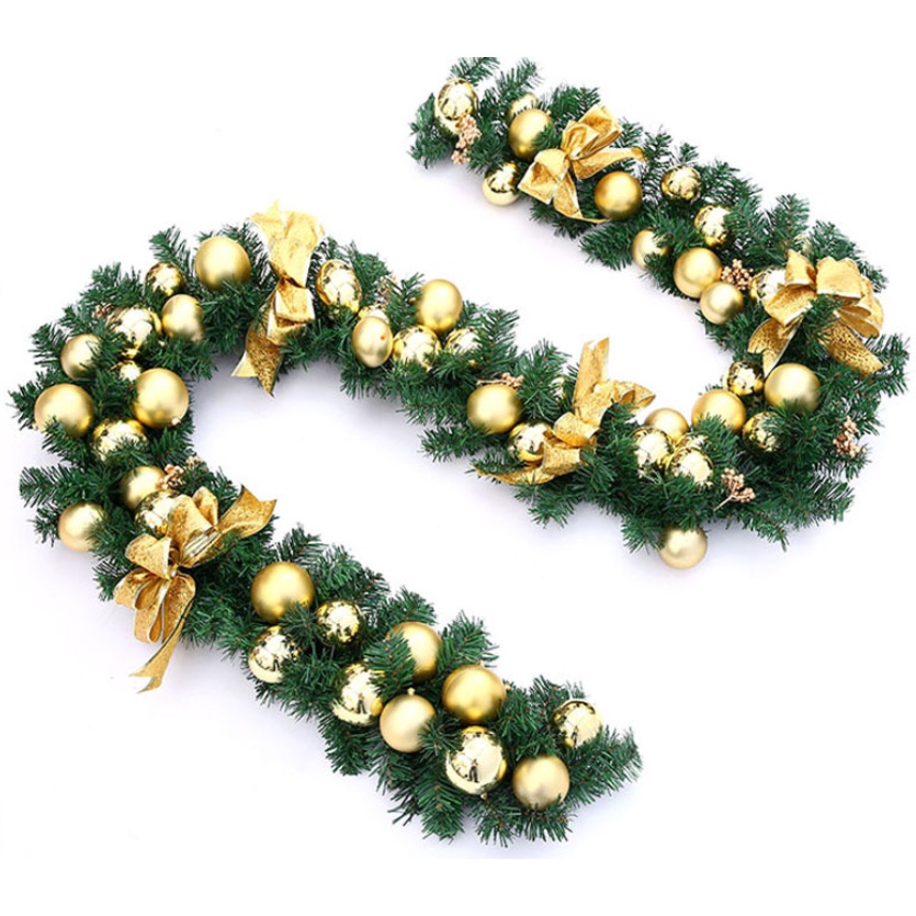 Dây Lá Thông KCS05 Quả Châu Vàng Trang Trí Noel Giáng Sinh