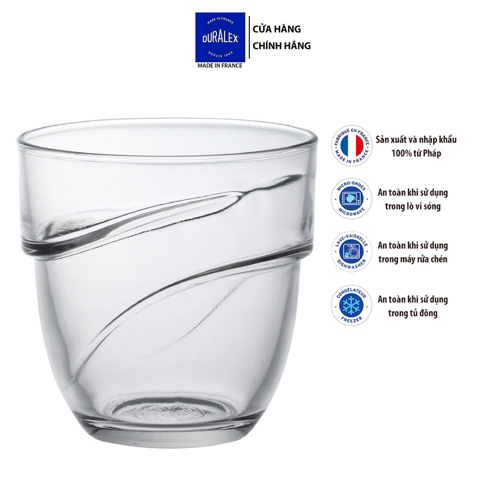 Bộ 6 ly D1050A Duralex - Wave trong Clear 270ml Thủy tinh cường lực cao cấp Pháp
