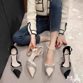 Giày sandal cao gót mũi nhọn đính đá quảng châu✨