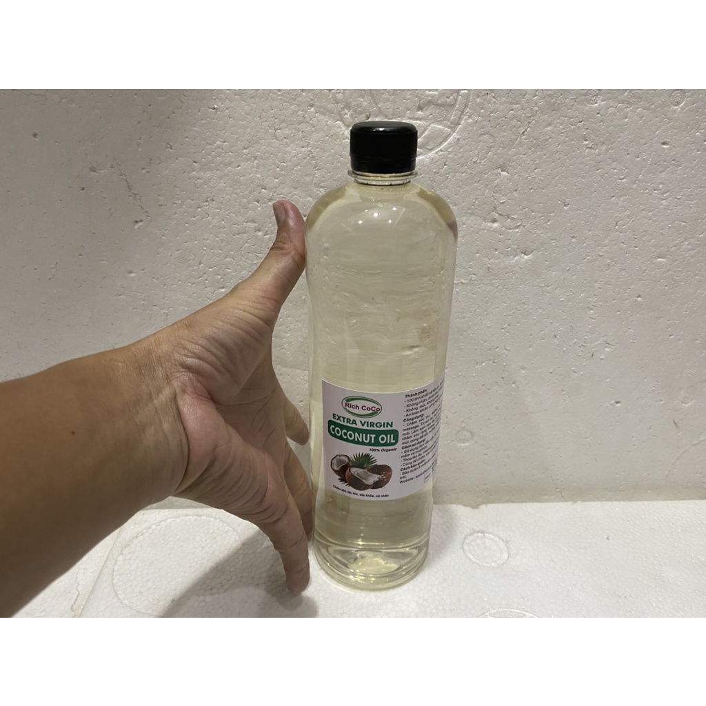 DẦU DỪA HỮU CƠ ÉP LẠNH - RICH COCO – EXTRA VIRGIN COCONUT OIL – CHAI 1 LÍT