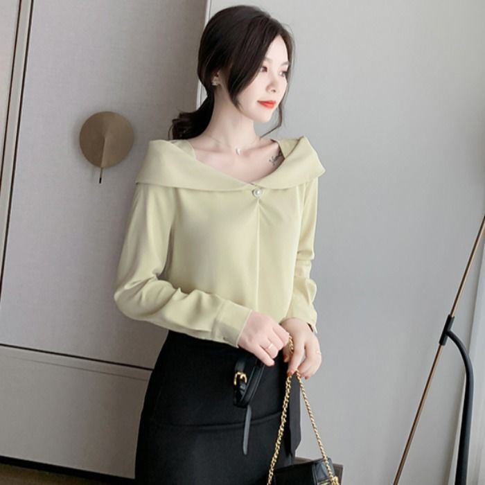Áo Sơ Mi Chiffon Trắng Tay Dài Phong Cách Mới