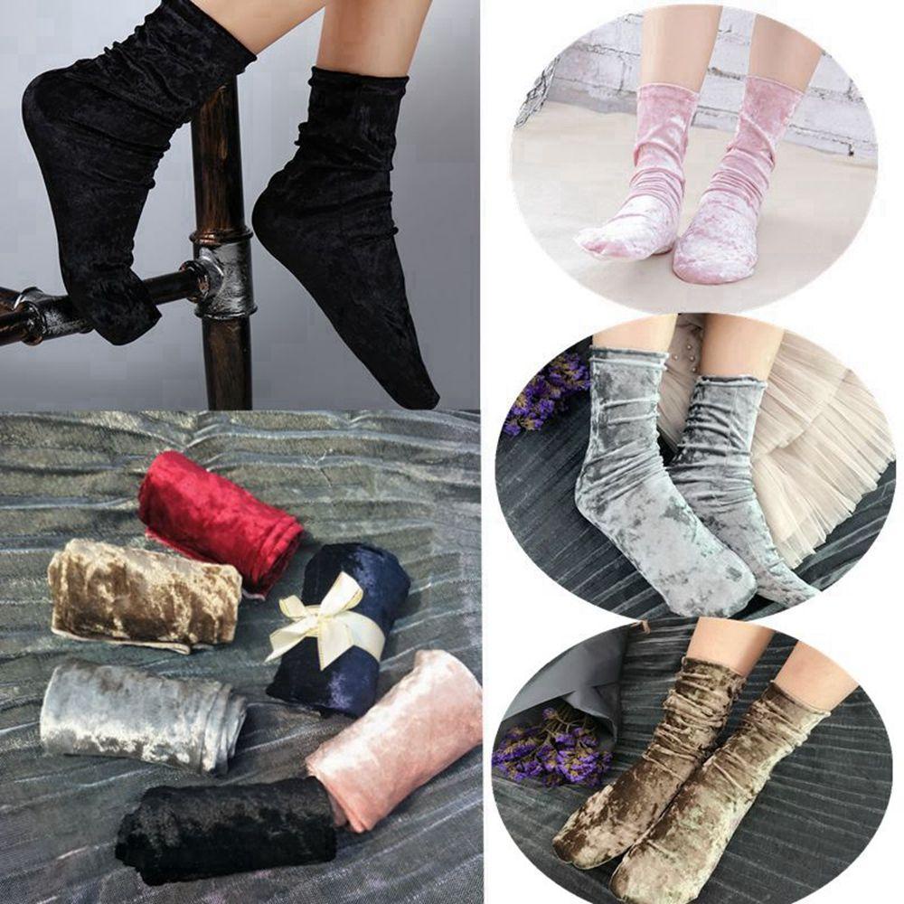 MIH Vớ Nhung Mềm Giữ Ấm Mùa Đông Phong Cách Vintage