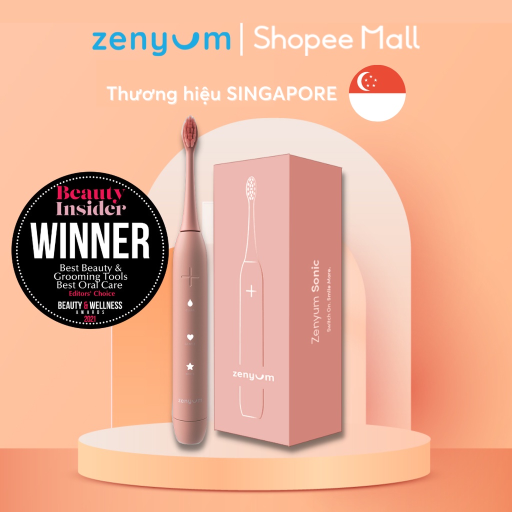 Bàn Chải Đánh Răng Điện Zenyum Sonic Màu Hồng San Hô Công Nghệ Singapore