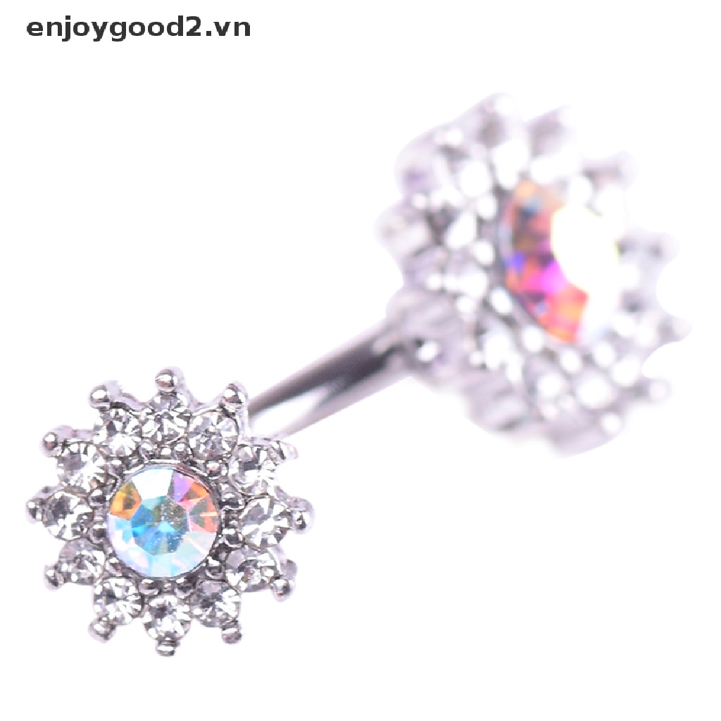 & Enjoy & Khuyên Rốn Dạng Thanh Tạ Hình Hoa Đính Pha Lê Làm Quà Tặng