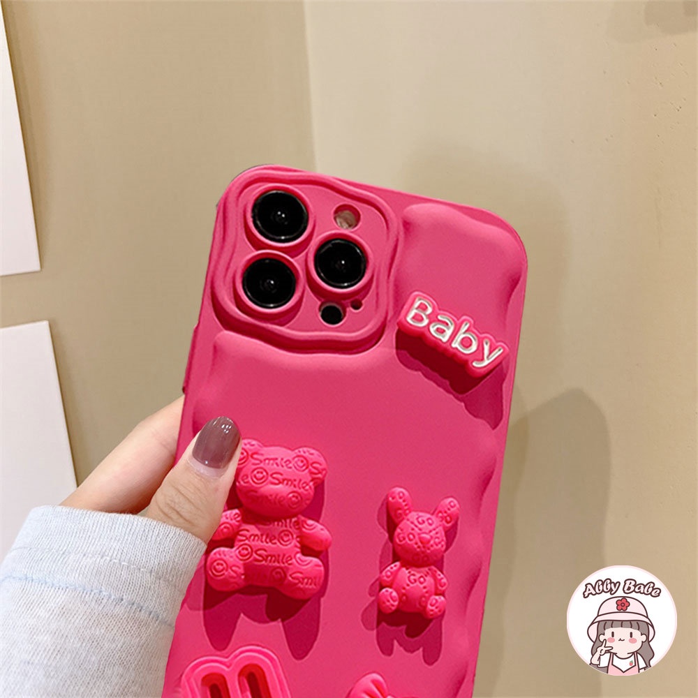 Ốp Điện Thoại TPU Mềm Mỏng Chống Mồ Hôi Hình Gấu Hồng Cho Iphone 11 7Plus 13 12 11 Pro Max X XS 12 13 XR