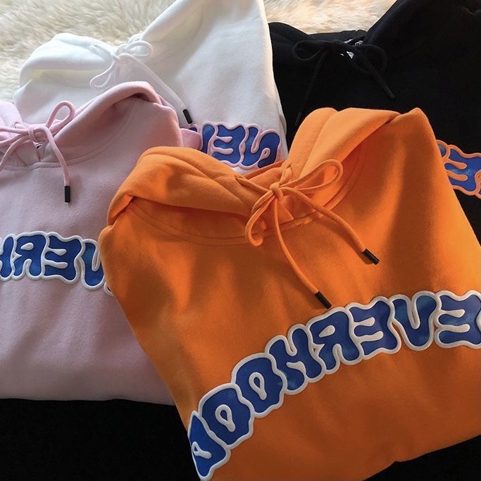 Áo Hoodie In Hình Đám Mây Màu Cam Thời Trang Hàn Quốc Dành Cho Cặp Đôi