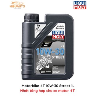 Dầu Động Cơ 4T Synthetic 10w30 Street 2526 1L LIQUI MOLY, Giảm tiếng ồn và chống mài mòn, Sử dụng 3000 km