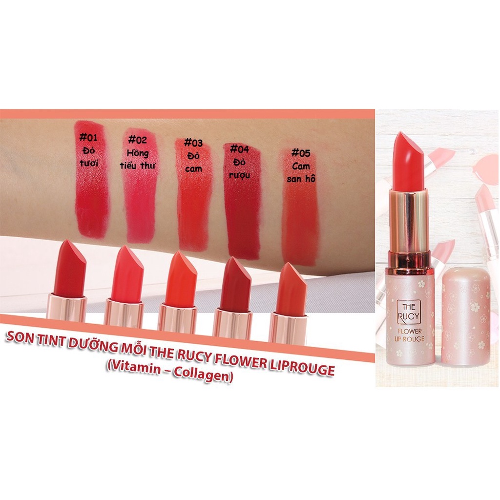 Thanh lý son lỗi do vận chuyển - Son Tint lì dưỡng môi The Rucy Flower Liprouge  3.5g