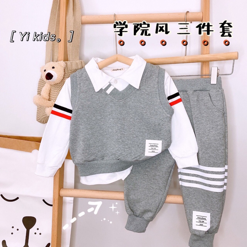 Bộ quần áo dài bé trai từ 9-17kg tương đương 1-5 tuổi gồm 2 áo và 1 quần