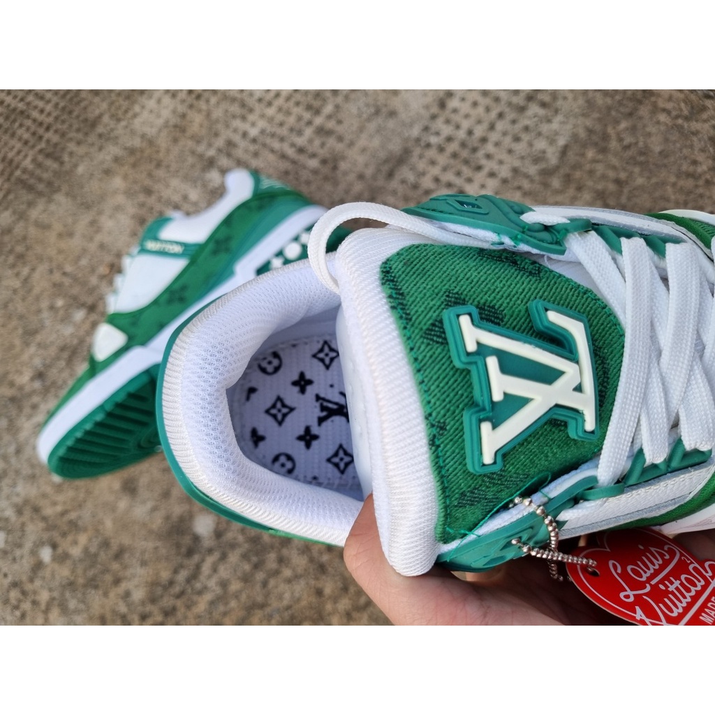 Giày Louis Vuitton LV Trainer Monogram Denim, Giày LV Xanh Lá, Màu Đen Nam Nữ Siêu Chất