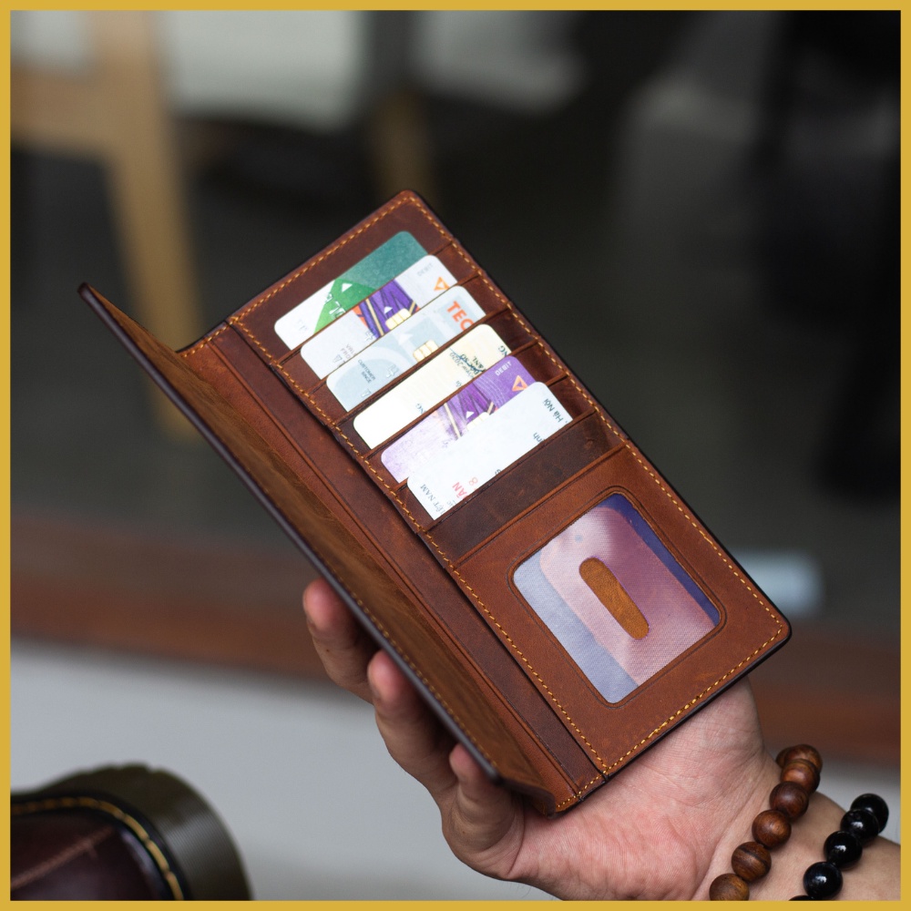 Ví da nam dài,da bò sáp TIỆM ĐỒ DA VIỆT kiểu dáng sang trọng lịch lãm VD01