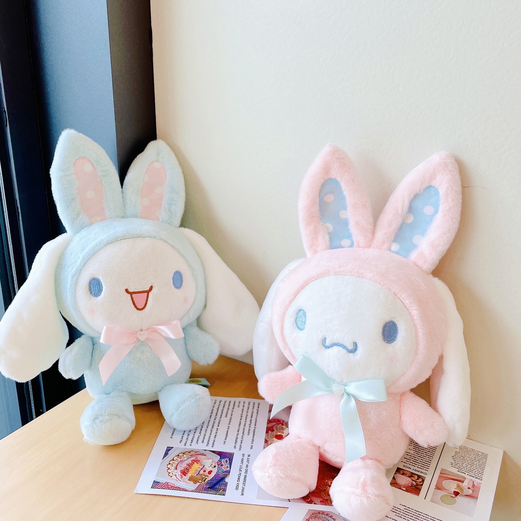 Móc khóa thú bông và gấu bông Cinnamoroll mặc áo thỏ Mua Tất (muatatshop)