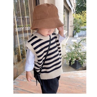 Áo gile len kẻ phong cách Hàn quốc cho bé trai bé gái size 80 đến 120